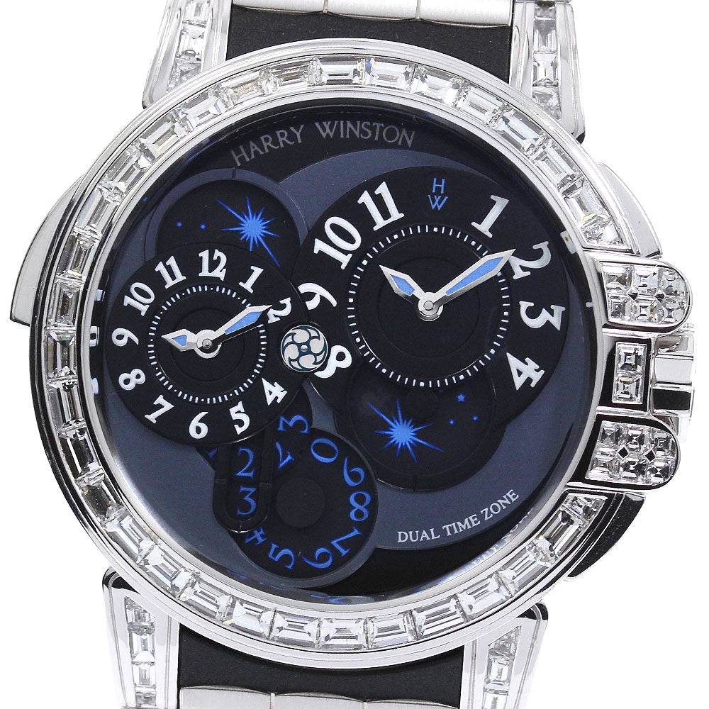 HARRY WINSTON OCEATZ44WW003 K18WG After Diamond Black / Navy Dial Automatic Men's Watch_754553
