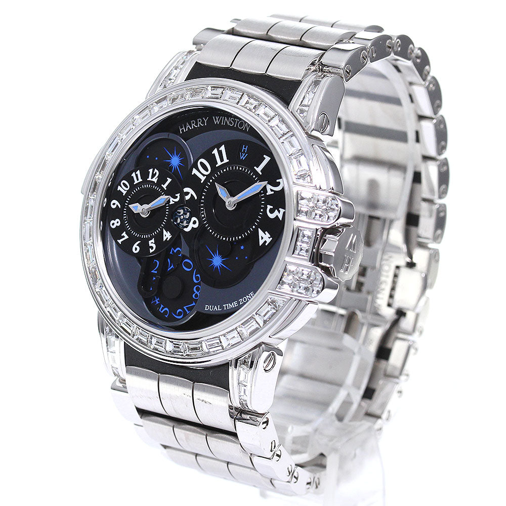 HARRY WINSTON OCEATZ44WW003 K18WG After Diamond Black / Navy Dial Automatic Men's Watch_754553