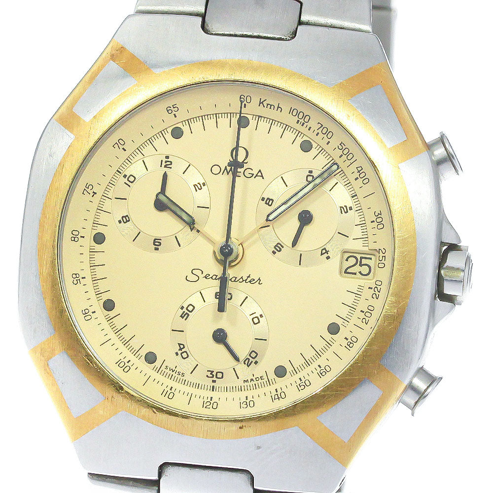 OMEGA Seamaster Polaris Chronograph Date gold Dial Quartz Men's Watch_771491