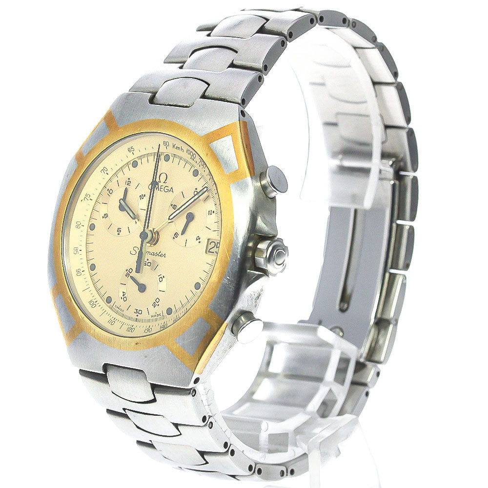 OMEGA Seamaster Polaris Chronograph Date gold Dial Quartz Men's Watch_771491