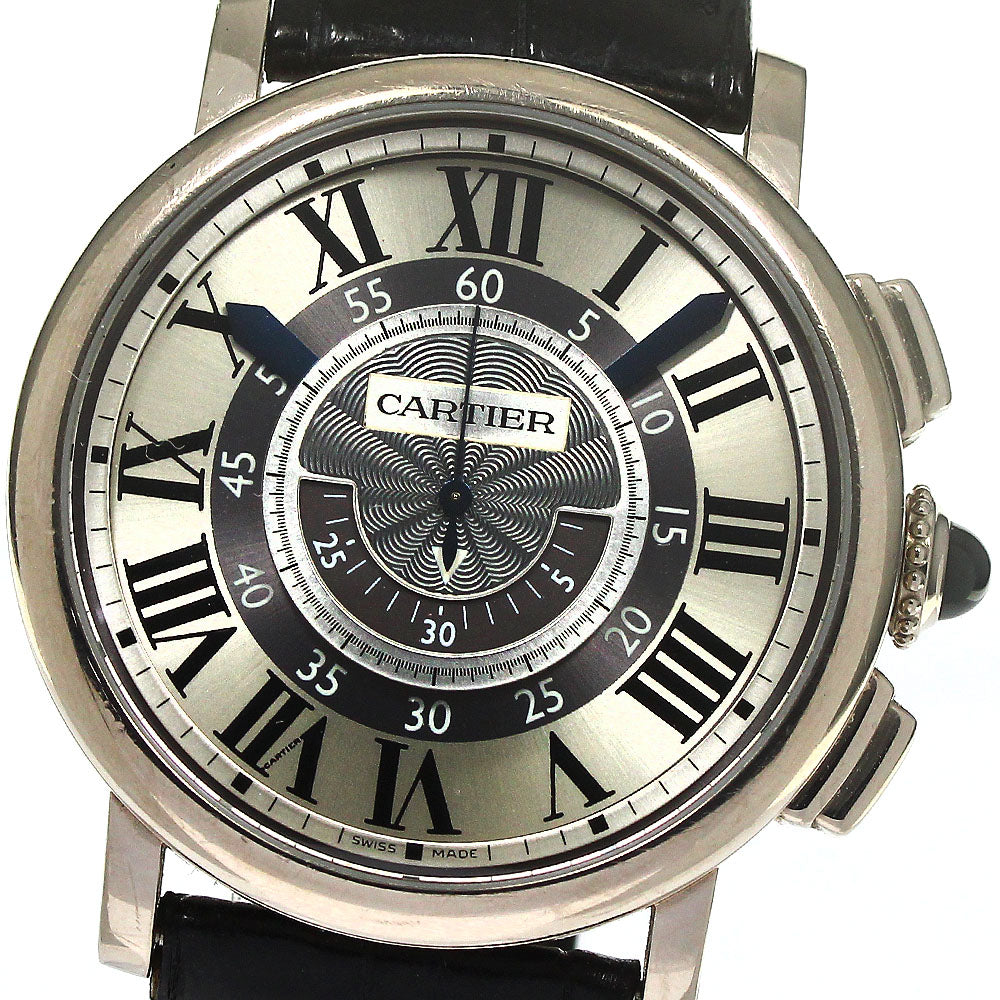 CARTIER Rotondo de Cartier W1556051 K18WG chronograph Silver Dial Hand Winding Men's Watch_792350