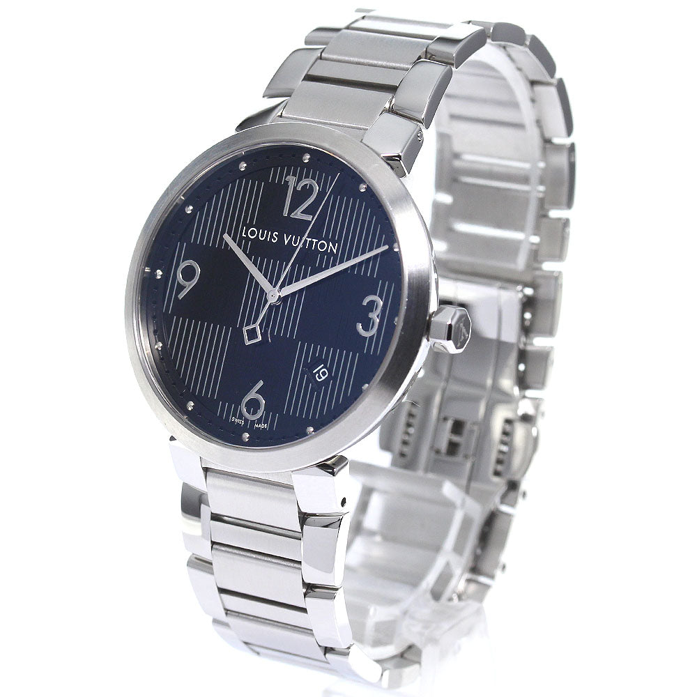 LOUIS VUITTON Tambour slim Q1D07 Damier Graffit black Dial Quartz Men's_795082