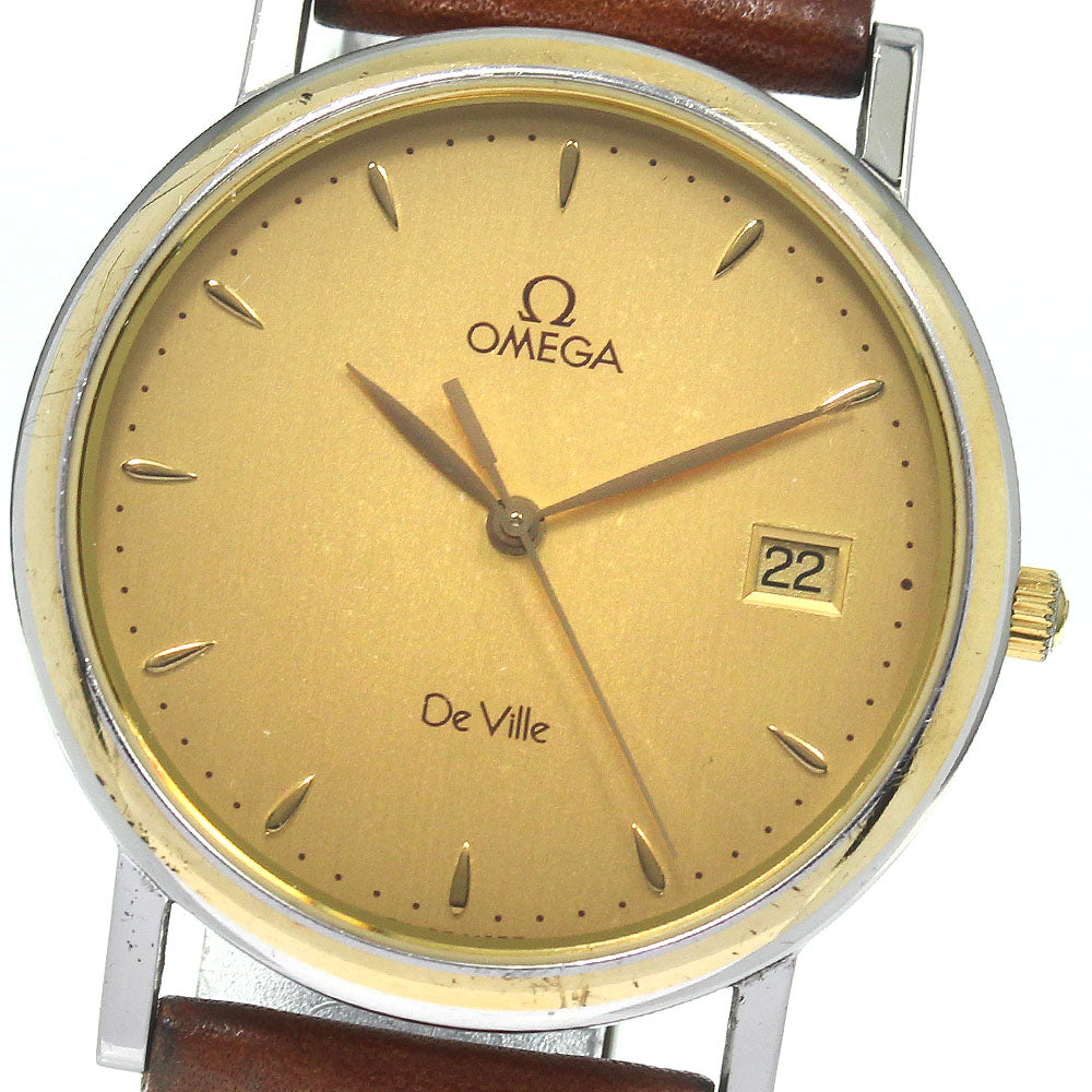 OMEGA De Ville Date gold Dial Quartz Men's Watch_806125