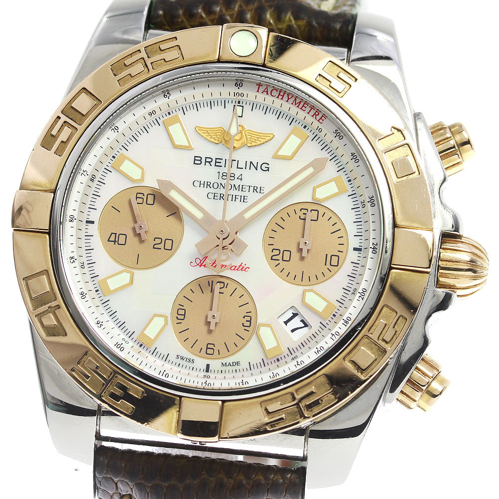 BREITLING Chronomat41 CB0140 PG bezel White shell / gold Dial Automatic Men's Watch_809281