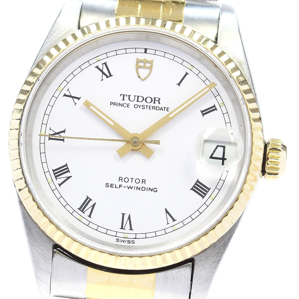 TUDOR Prince Oyster Date 72033 YG bezel white Dial Automatic Boy's Watch_822017