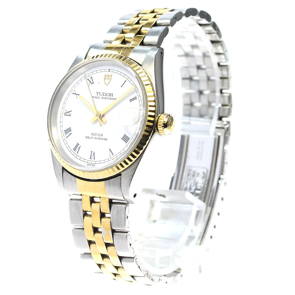 TUDOR Prince Oyster Date 72033 YG bezel white Dial Automatic Boy's Watch_822017