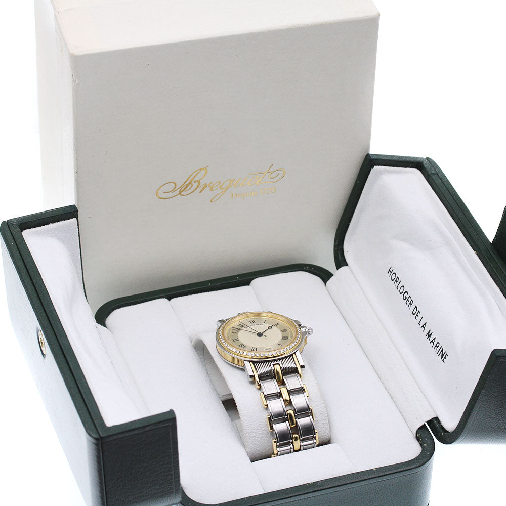 Breguet Marine after diamond bezel 3400SA K18YG2 tone Silver Dial Automatic Men's Watch_867898