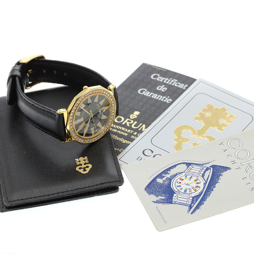 CORUM Admirals cup 39.830.65 K18YG diamond bezel black Dial Quartz Men's Watch_875407