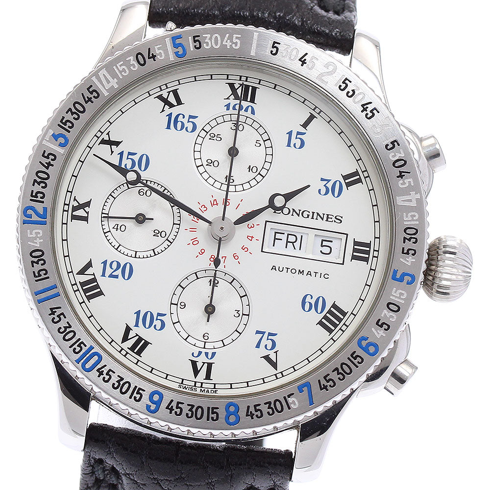 LONGINES Lindbergh Hour Angle L2.602.4 Chronograph White / Silver Dial Automatic Men's Watch_878668
