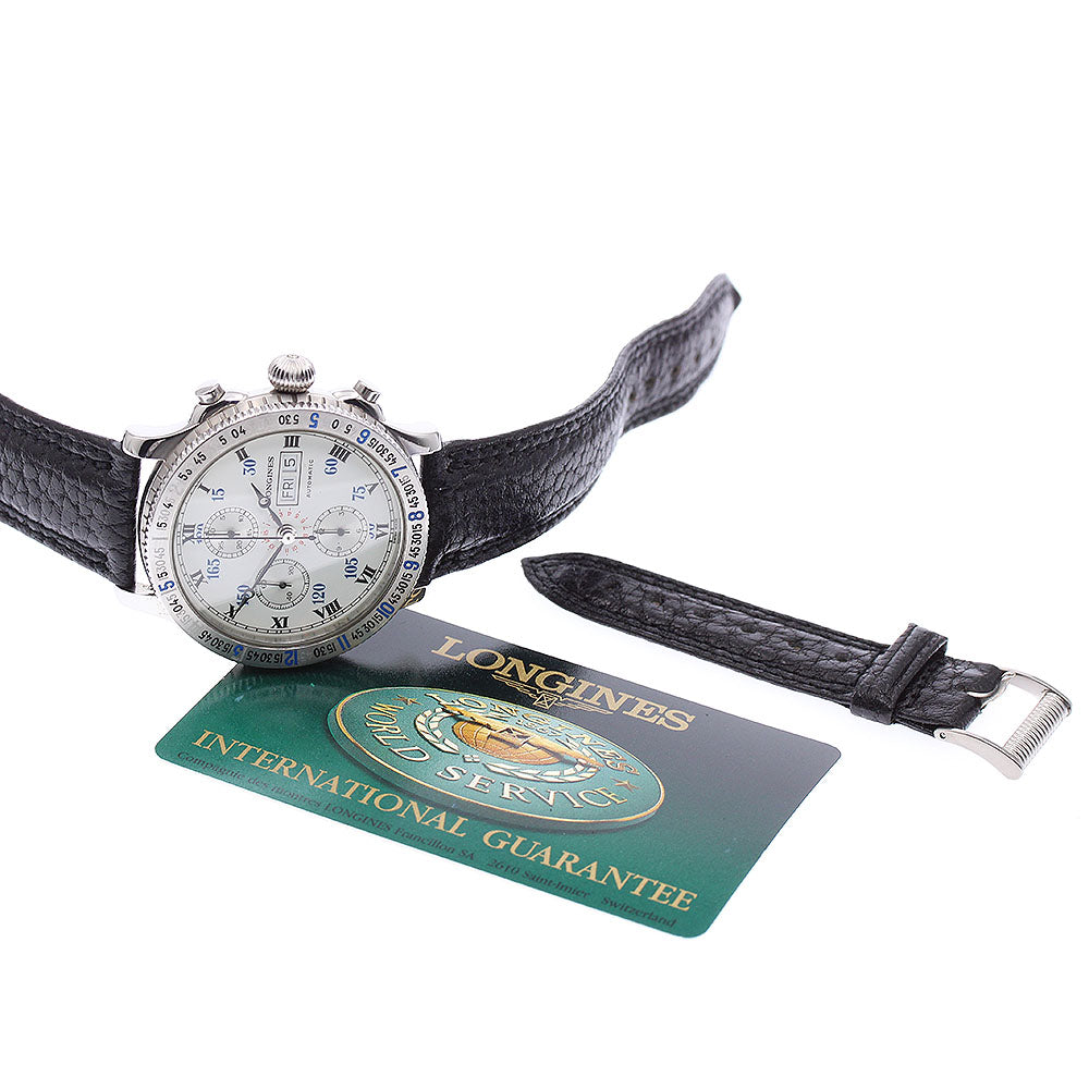 LONGINES Lindbergh Hour Angle L2.602.4 Chronograph White / Silver Dial Automatic Men's Watch_878668