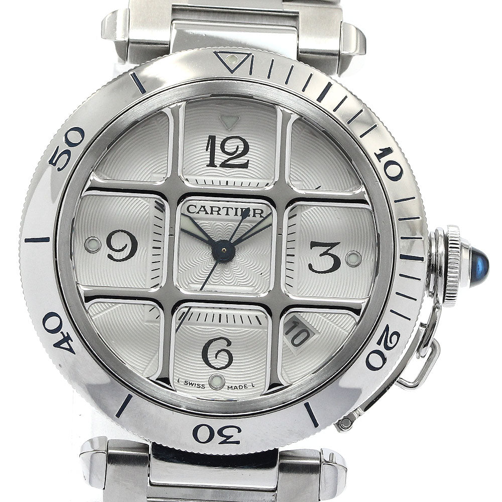 CARTIER Pasha 38 Grid W3104055 Date Silver Dial Automatic Men's Watch_881600