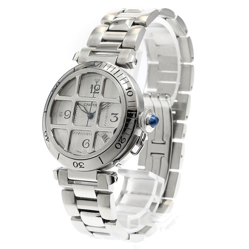 CARTIER Pasha 38 Grid W3104055 Date Silver Dial Automatic Men's Watch_881600