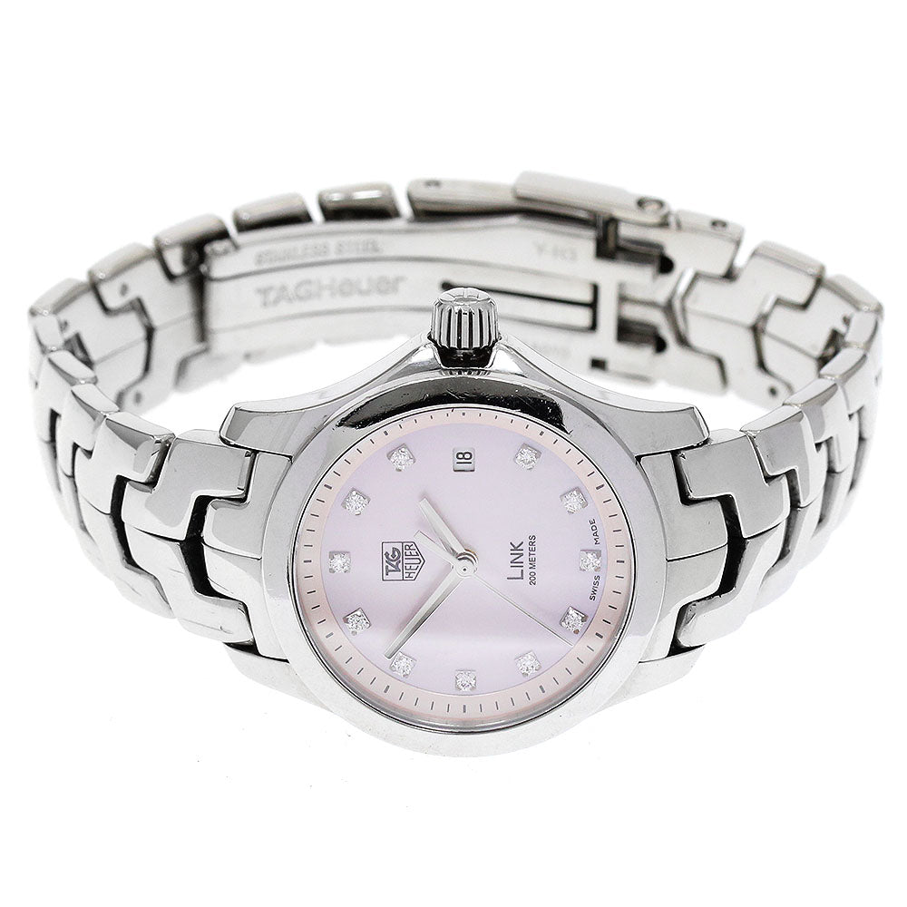 TAG HEUER Link WJF131B Date 11P diamond Pink shell Dial Quartz Ladies_883264