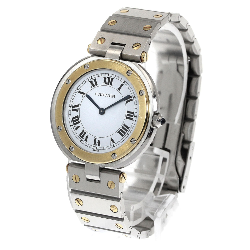 CARTIER Santos Round LM 83038288 2 tone white Dial Quartz Men's Watch_883612