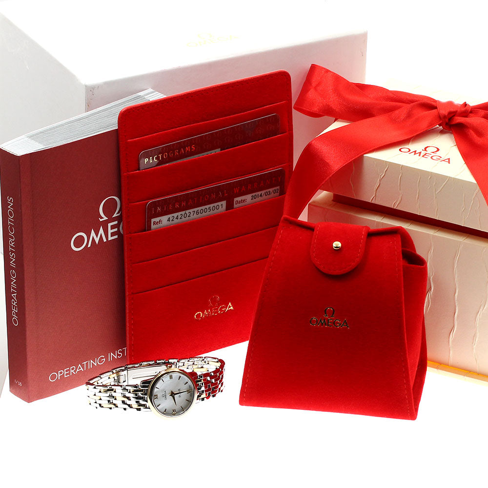 OMEGA De Ville Prestige 424.20.27.60.05.001 YG2 tone White shell Dial Quartz Ladies Watch_883740