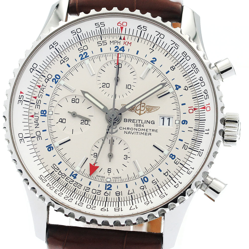 BREITLING Navitimer World A24322 Chronograph Silver Dial Automatic Men's Watch_883999