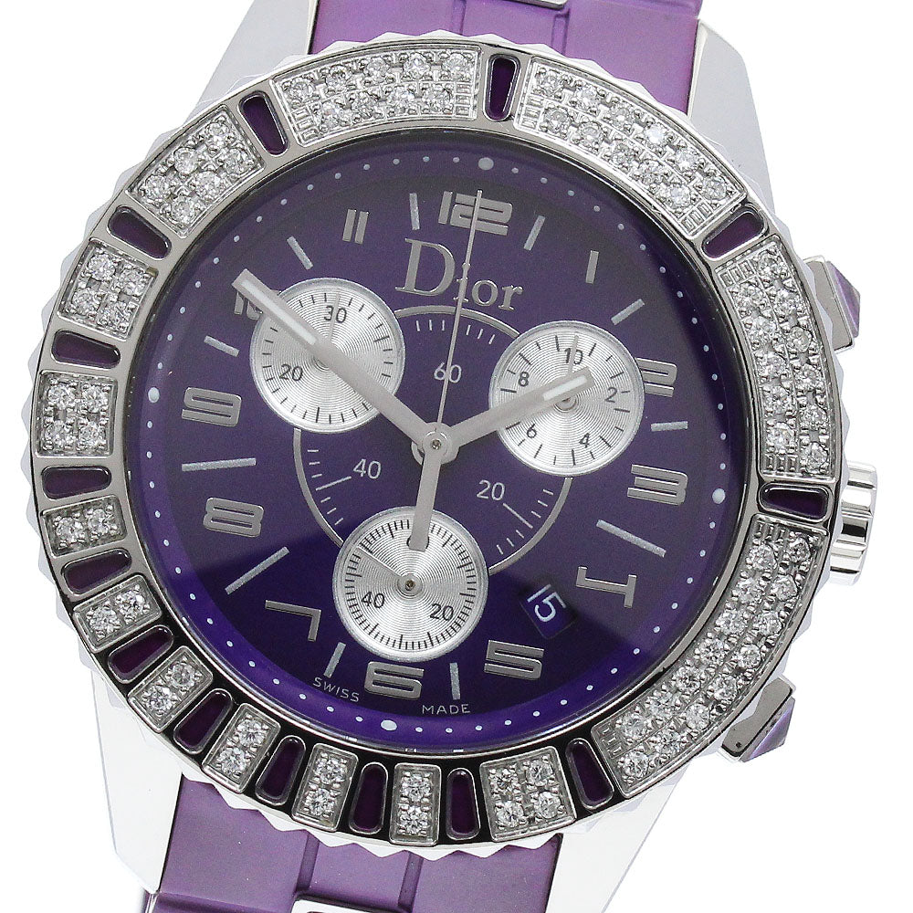 Dior crystal CD11431J diamond bezel chronograph purple Dial Quartz Ladies_884474