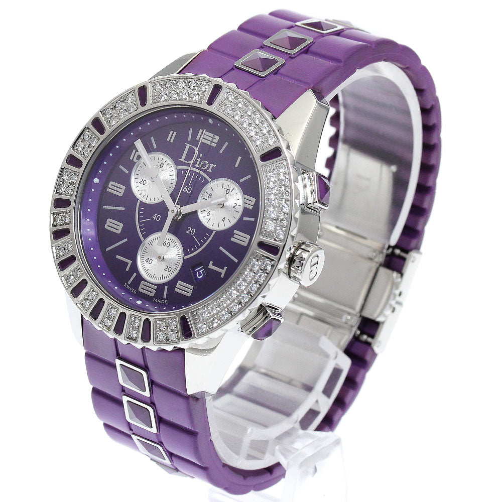 Dior crystal CD11431J diamond bezel chronograph purple Dial Quartz Ladies_884474