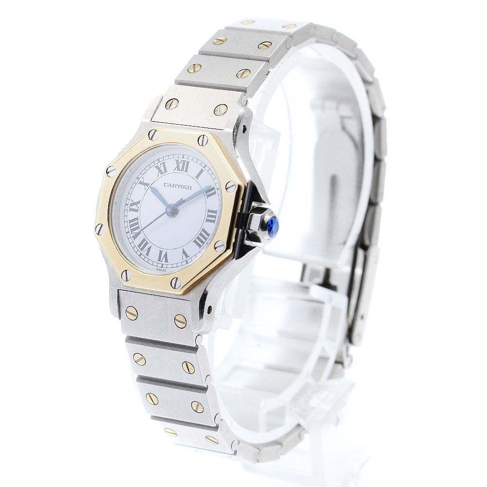 CARTIER Santos Octagon SM YG2 tone White Dial Automatic Ladies Watch_884856