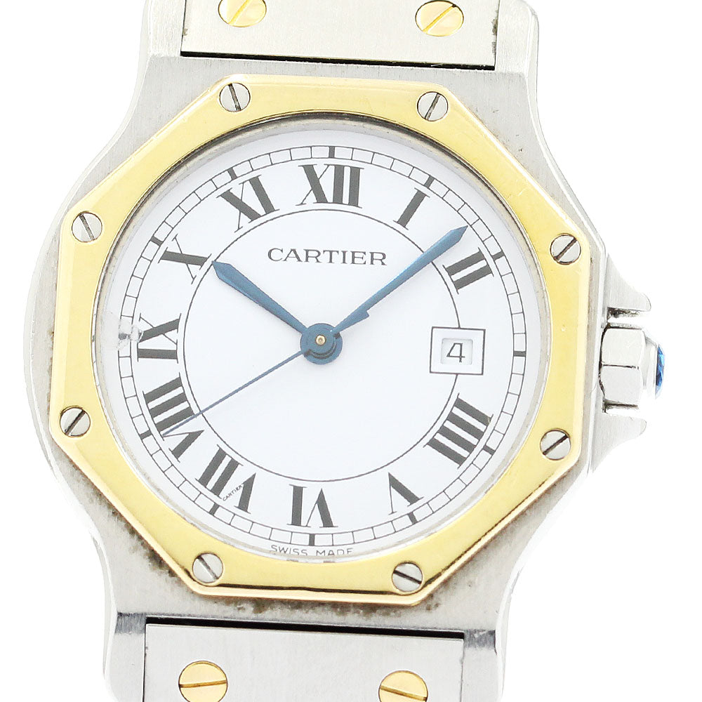 CARTIER Santos Octagon LM YG bezel white Dial Automatic Men's Watch_886575