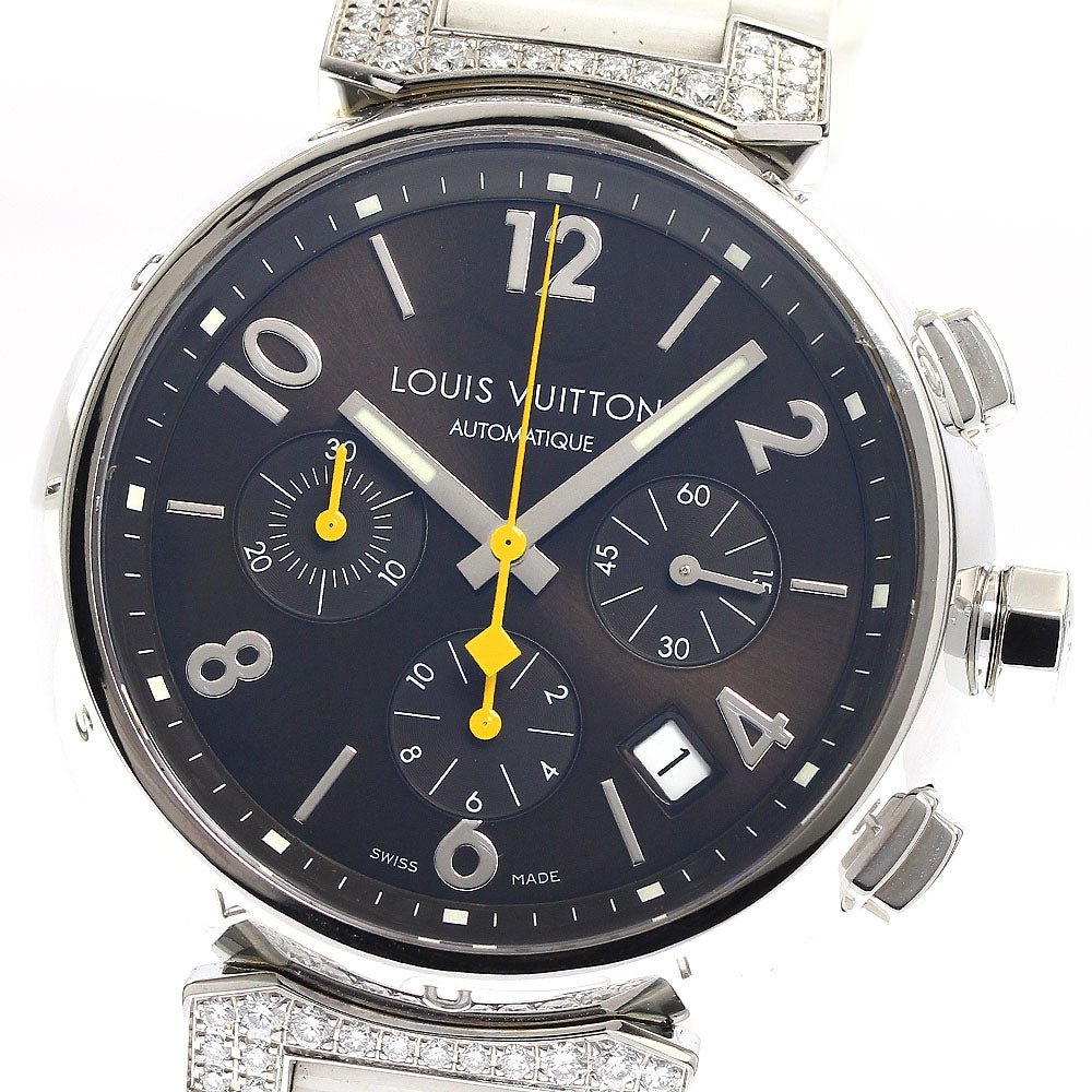 LOUIS VUITTON Tambour Q112G Chronograph rug diamond Automatic Men's Watch_887257