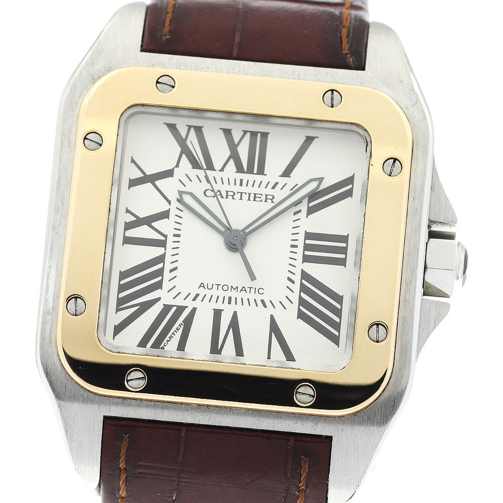 CARTIER Santos 100 LM W20072X7 K18YGBezel Silver Dial Automatic Men's Watch_892002
