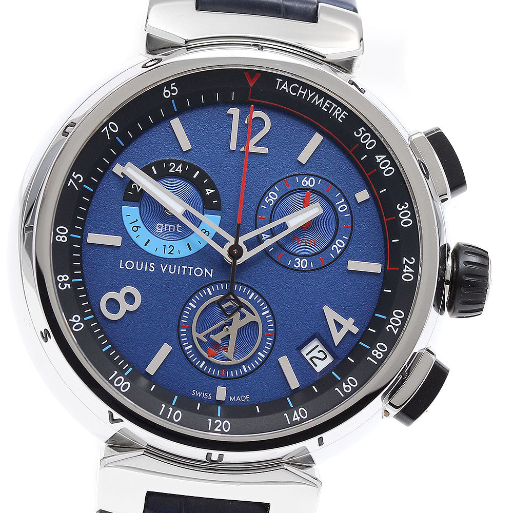 LOUIS VUITTON tambour outdoor QA153 Chronograph GMT blue Dial Quartz Men's Watch_916654