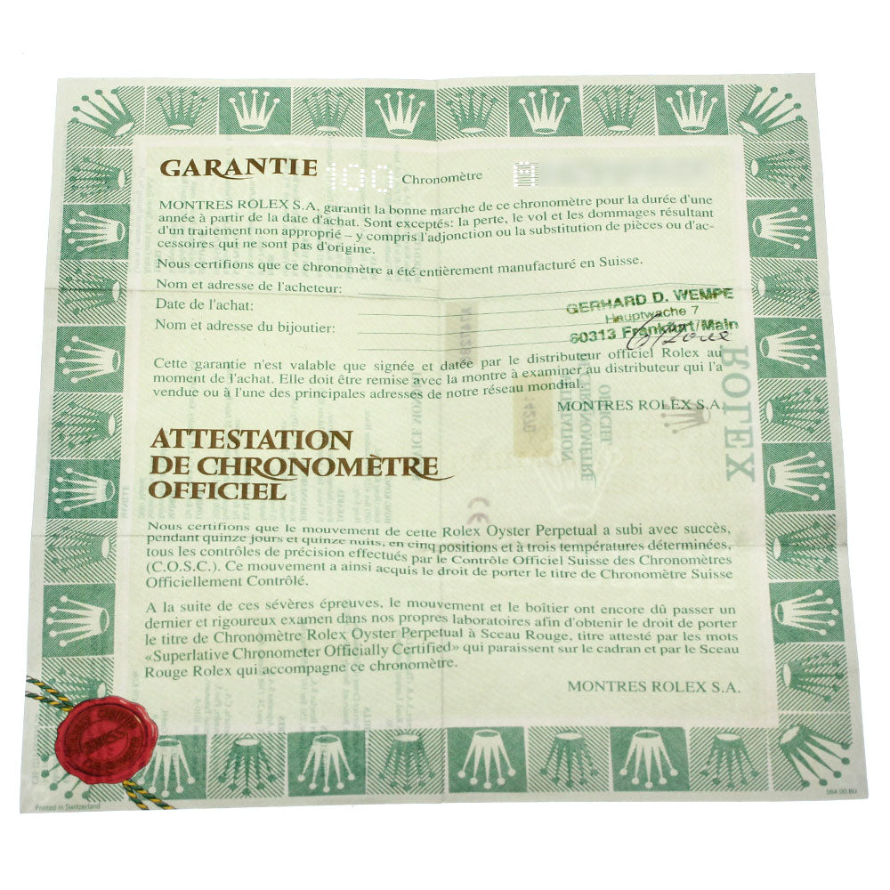 ROLEX 14270 Warranty card A Dial Watch_1-40
