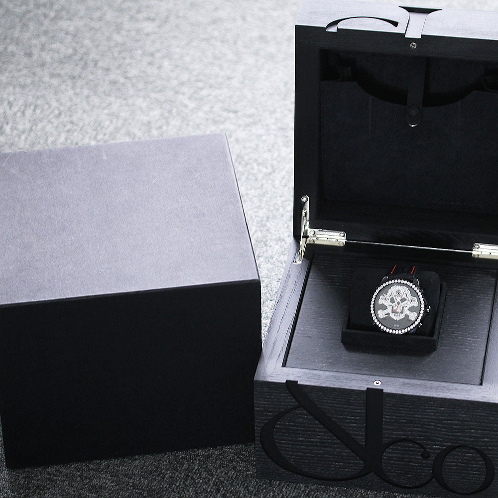 JACOB&CO 5 time zone skull JC-SKULL Limited to 55 diamond bezels black Dial Quartz Men's Watch_460639