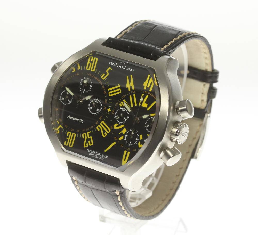 deLaCour Bichrono double time zone WAST1836-0635 black Dial Automatic Men's Watch_560556
