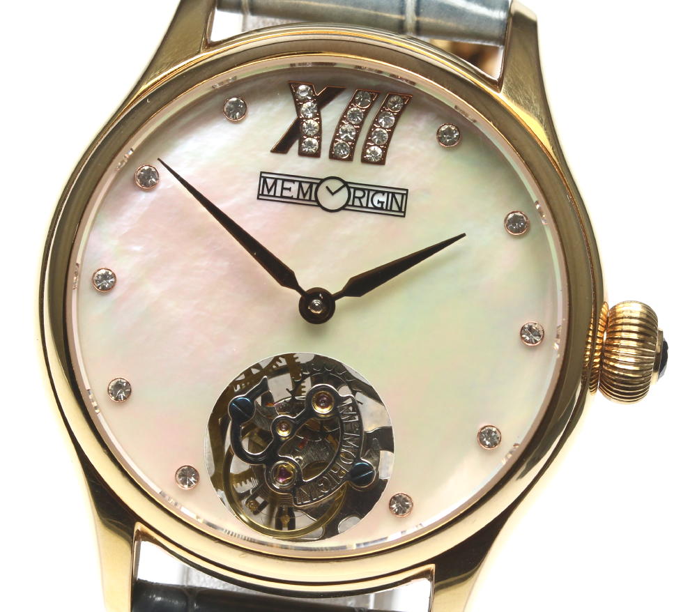 MEMORIGIN Tourbillon diamond White shell Dial Hand Winding Ladies Watch_591687