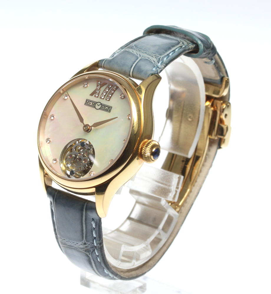 MEMORIGIN Tourbillon diamond White shell Dial Hand Winding Ladies Watch_591687