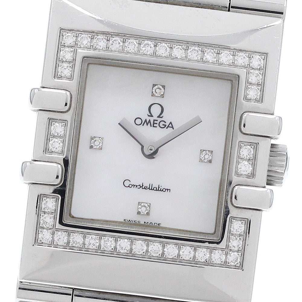 OMEGA Constellation Carre Quadra 1528.36 Diamond bezel 4P White shell Dial Quartz Ladies Watch_593875