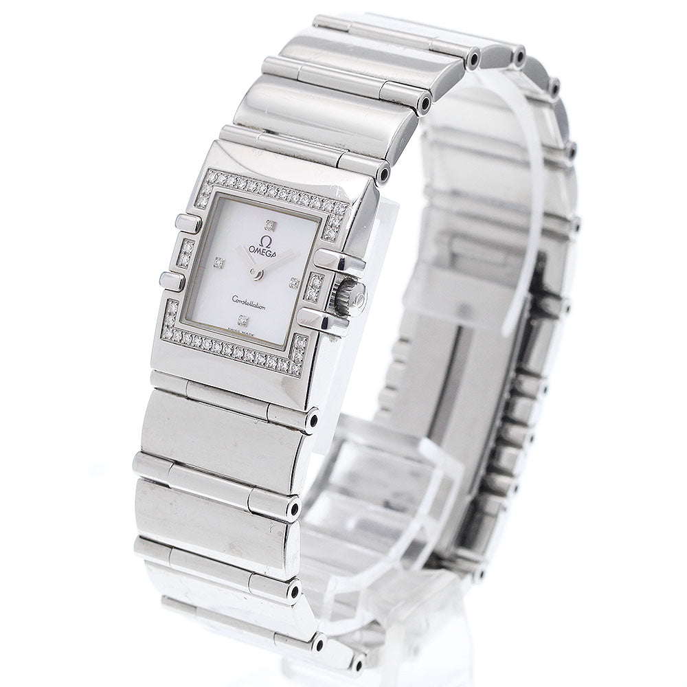 OMEGA Constellation Carre Quadra 1528.36 Diamond bezel 4P White shell Dial Quartz Ladies Watch_593875