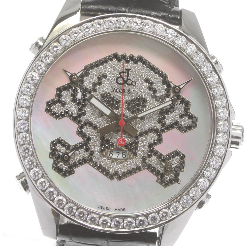 JACOB&CO Five time zone JC-SKULL7D Skull genuine diamond Quartz Men's_598464