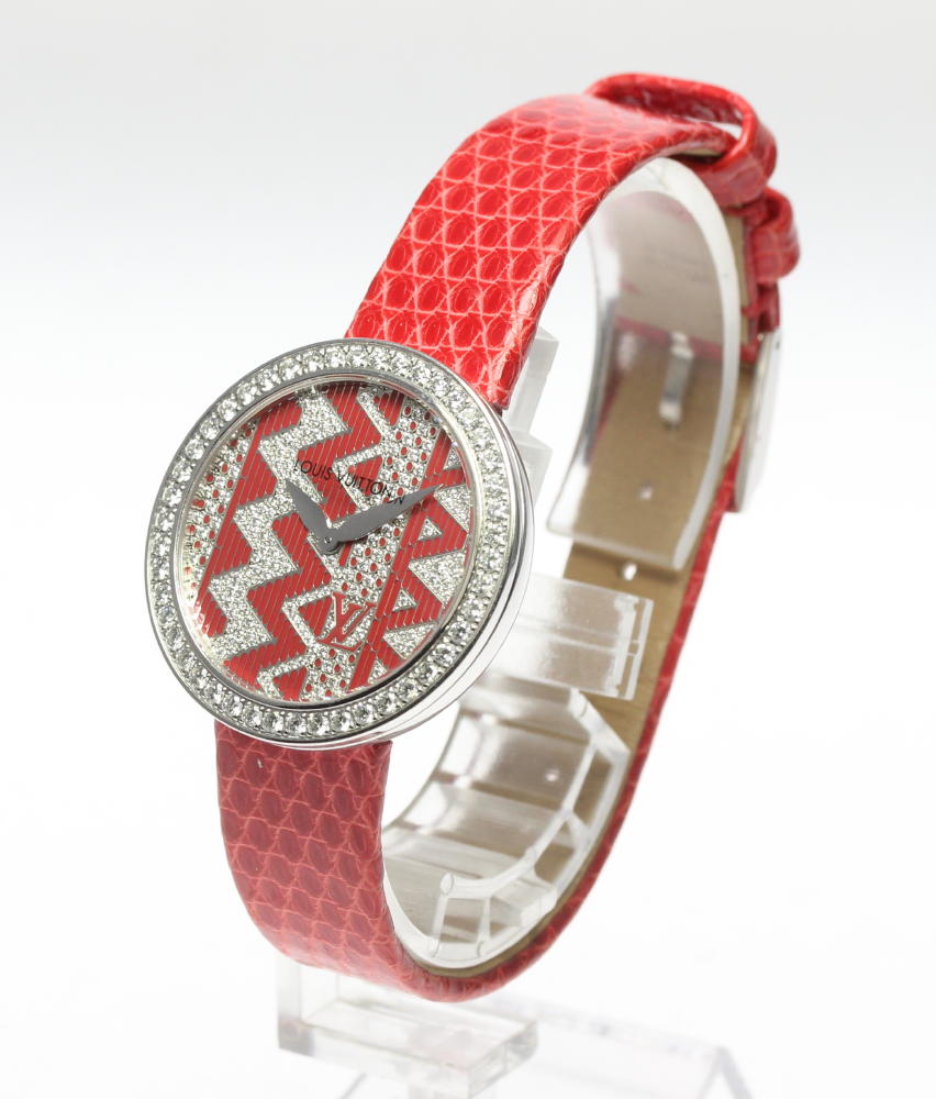 LOUIS VUITTON Chevron Q4K07 K18WG 8 limited to the world Quartz Ladies_610581