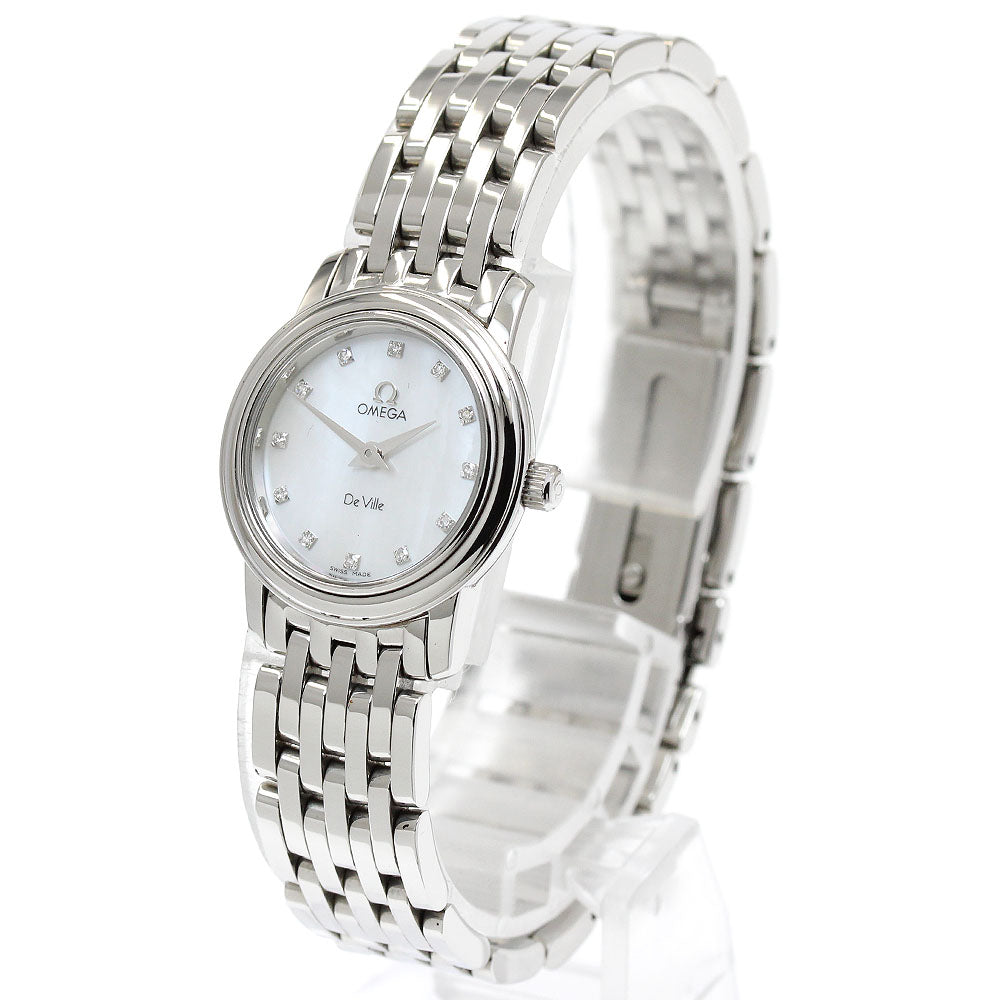 OMEGA De Ville Prestige 4570.76 12P diamond shell dial shell Dial Quartz Ladies Watch_612751