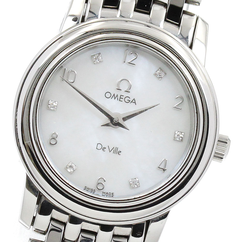 OMEGA De Ville Prestige 4570.75 6P diamond white shell dial White shell Dial Quartz Ladies Watch_616540