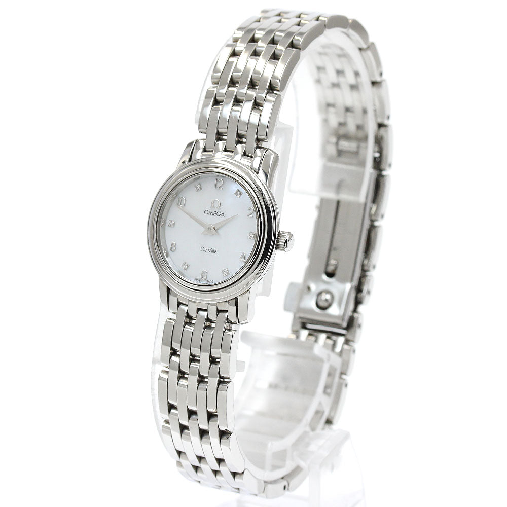 OMEGA De Ville Prestige 4570.75 6P diamond white shell dial White shell Dial Quartz Ladies Watch_616540