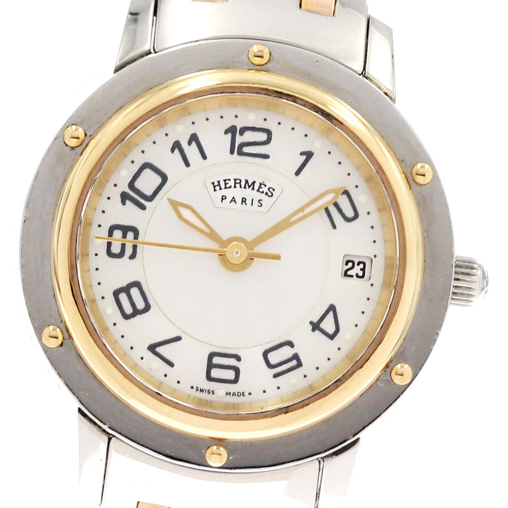 HERMES Clipper CP1.221 Date White shell Dial Quartz Ladies Watch_617530