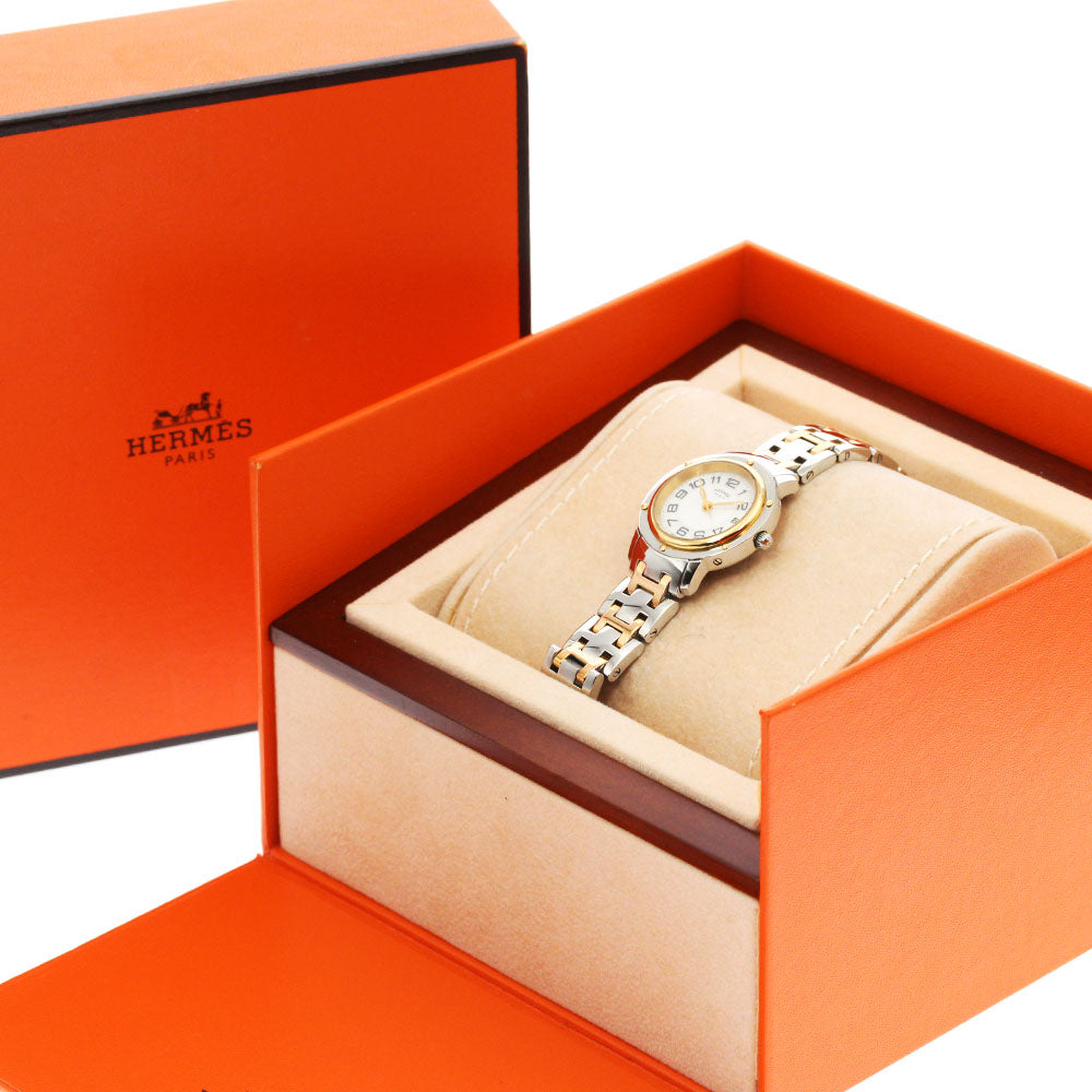 HERMES Clipper CP1.221 Date White shell Dial Quartz Ladies Watch_617530