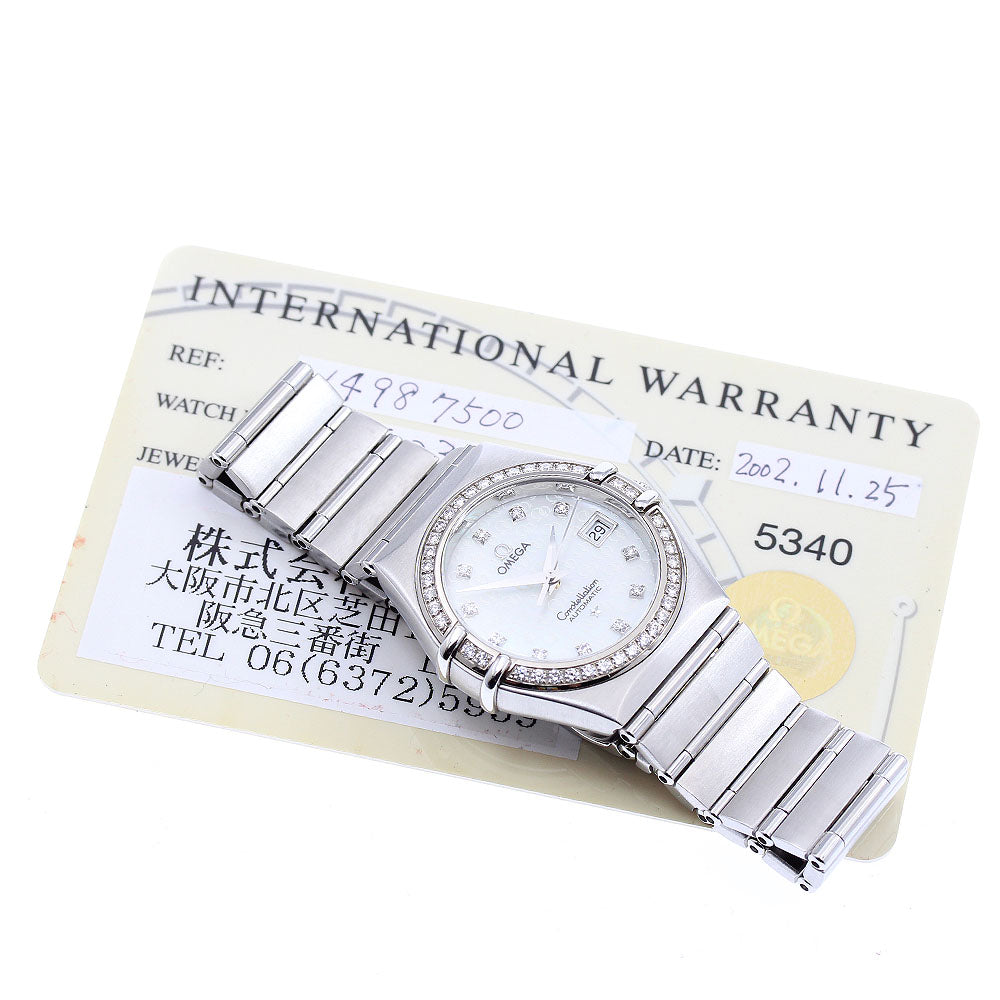 OMEGA Constellation 1498.75 11P Diamond Bezel 50th Anniversary White shell Dial Automatic Ladies Watch_618439