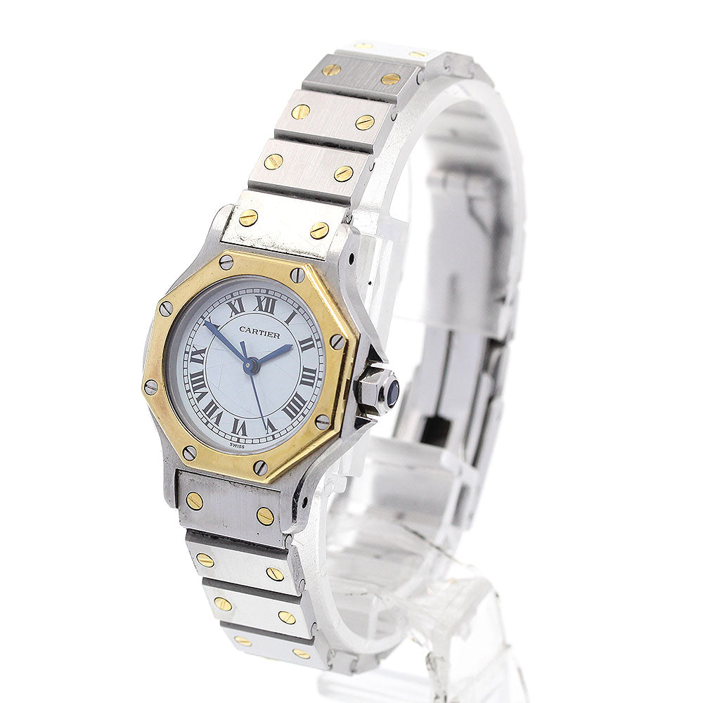 CARTIER Santos Octagon SM YG2 tone date beige Dial Automatic Ladies Watch_623917