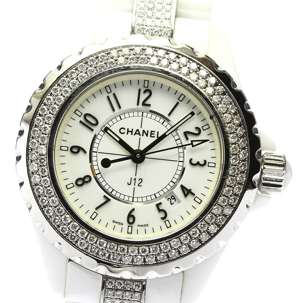 CHANEL J12 H1420 White ceramic diamond Bezel Bracelet Quartz Ladies_638407
