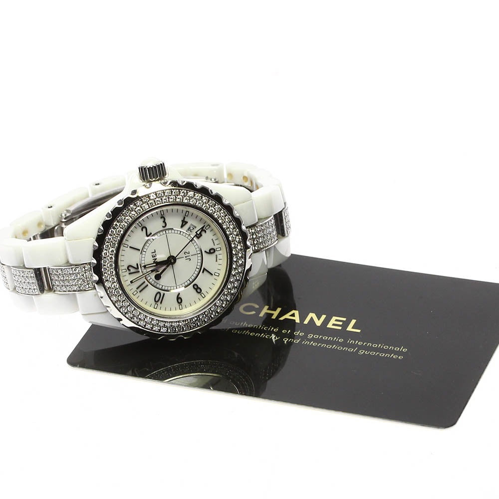 CHANEL J12 H1420 White ceramic diamond Bezel Bracelet Quartz Ladies_638407