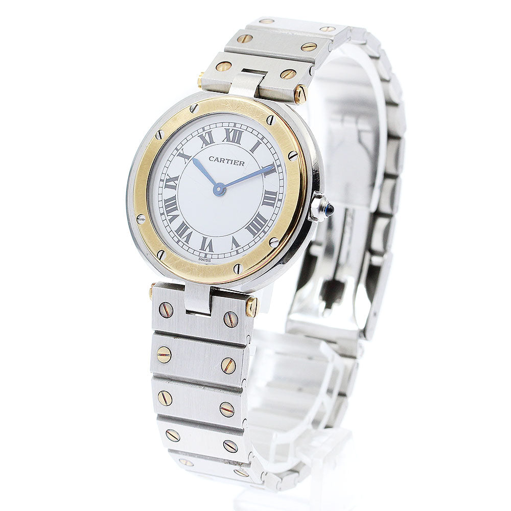 CARTIER Santos Round LM white Dial Quartz Men's Watch_652444