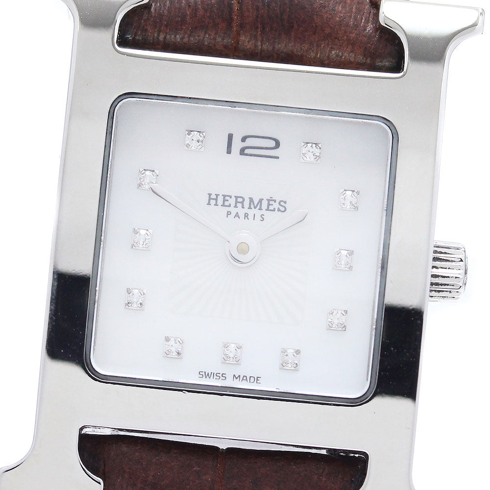 HERMES H watch mini HH1.210 11P diamond Silver Dial Quartz Ladies Watch_654163
