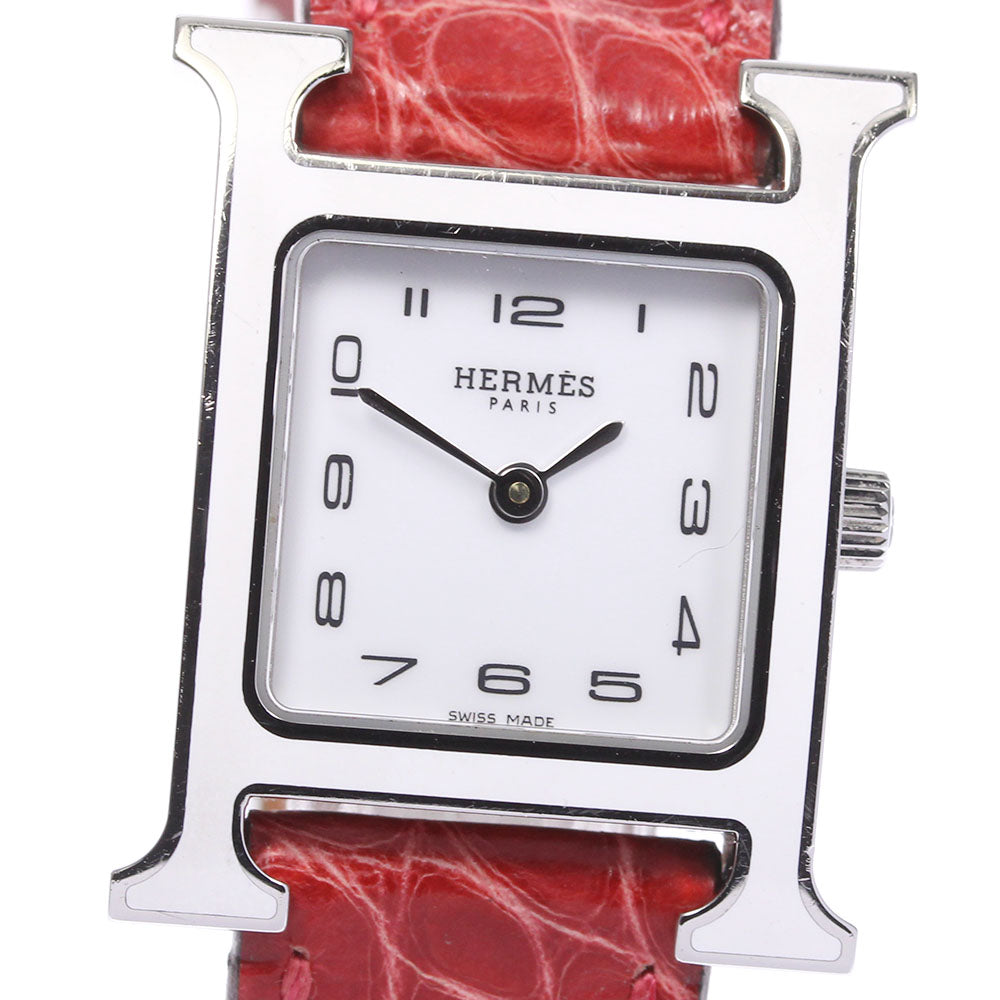 HERMES H watch HH1.210 Enamel Bezel white Dial Quartz Ladies Watch_656817