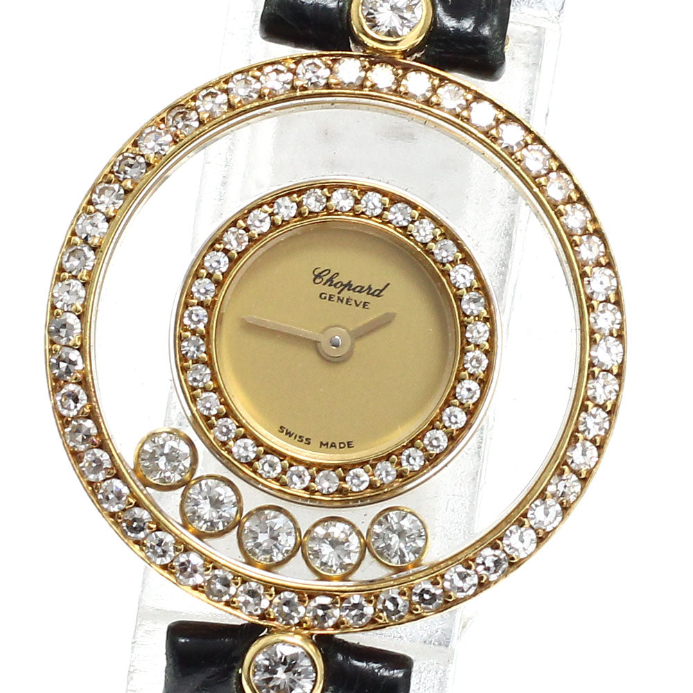 Chopard Happy diamond 20/3957 K18YG diamond bezel gold Dial Quartz Ladies Watch_656923