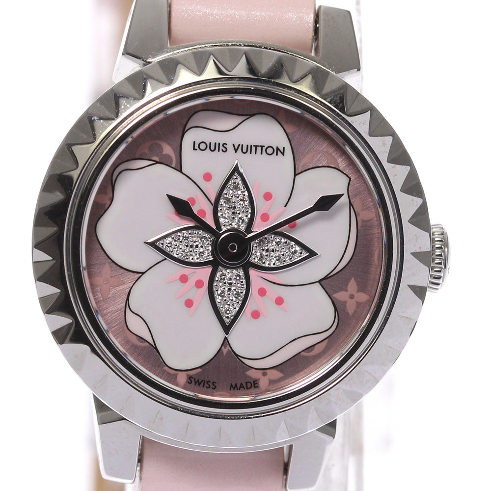 LOUIS VUITTON Tambour Q1M07 White / pink Dial Quartz Ladies Watch_657403